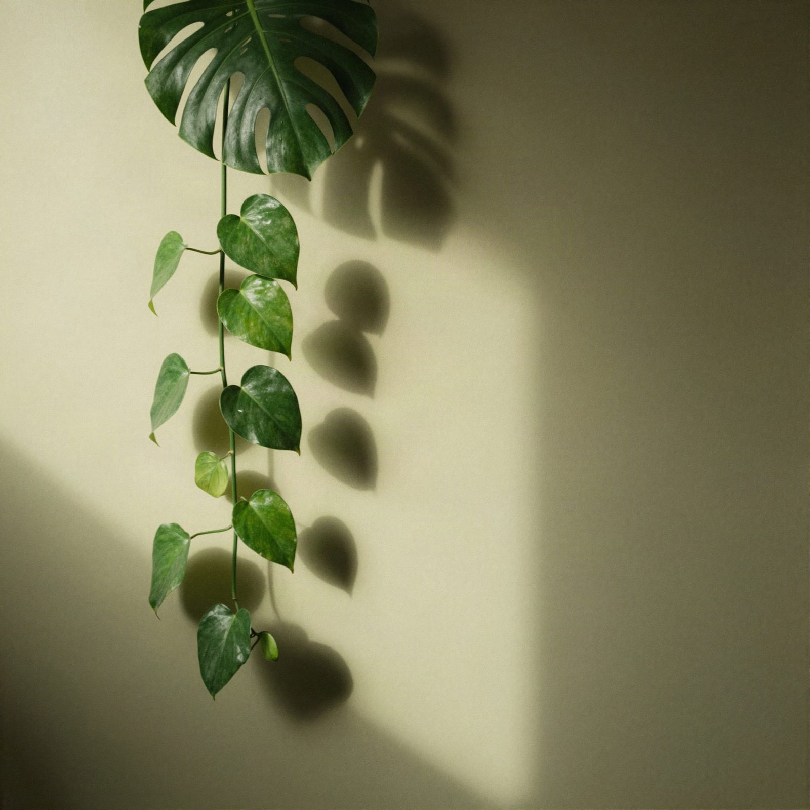 Plants against a lime-washed wall